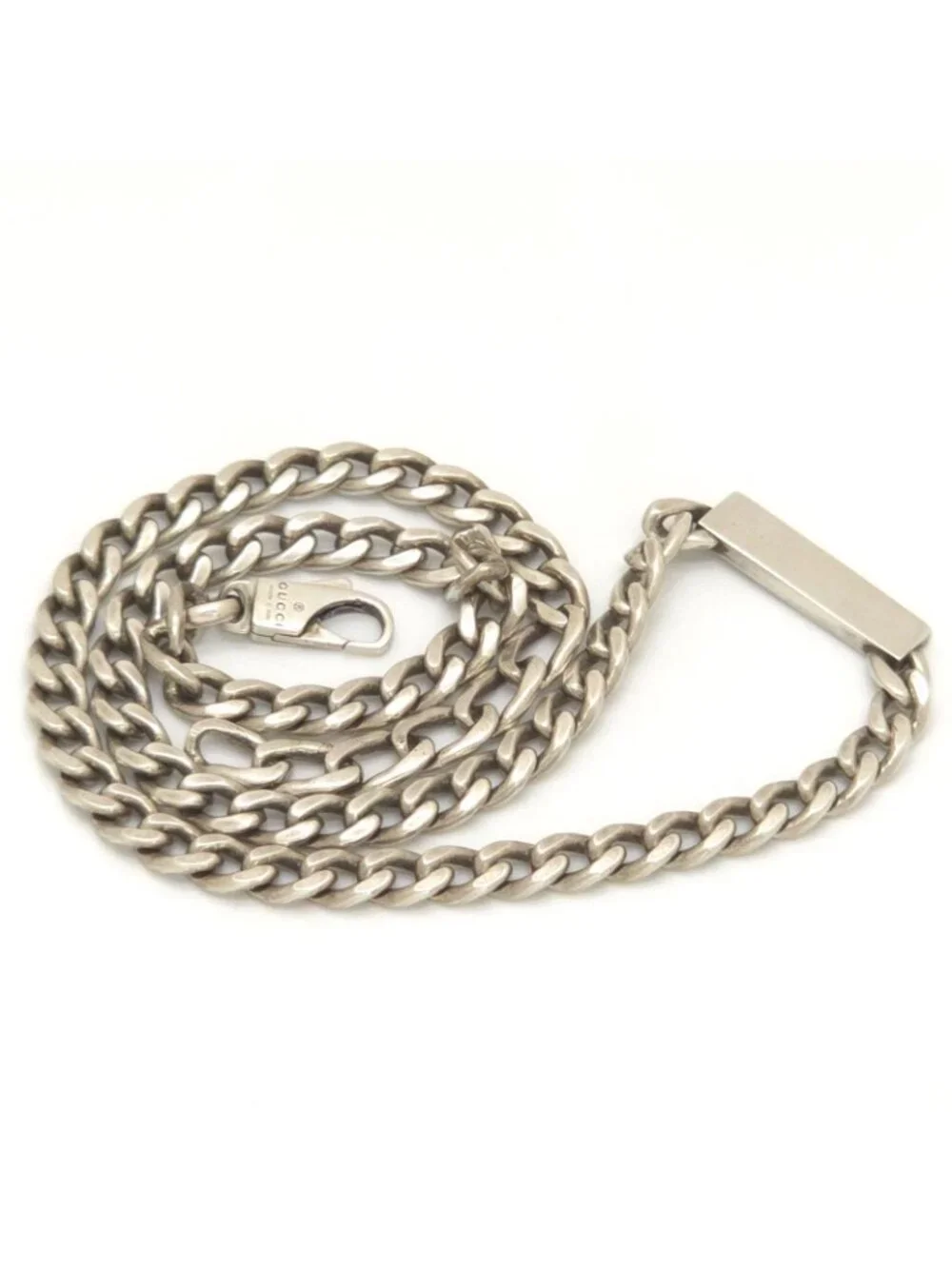 Gucci Logo Enamel Necklace 41.5 45.5 Turquoise Blue Sterling Silver